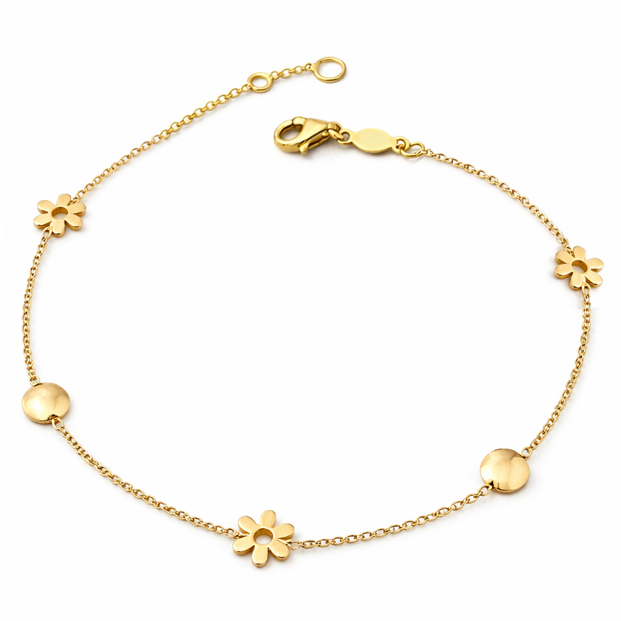 Нежна златна гривна със златни елементи