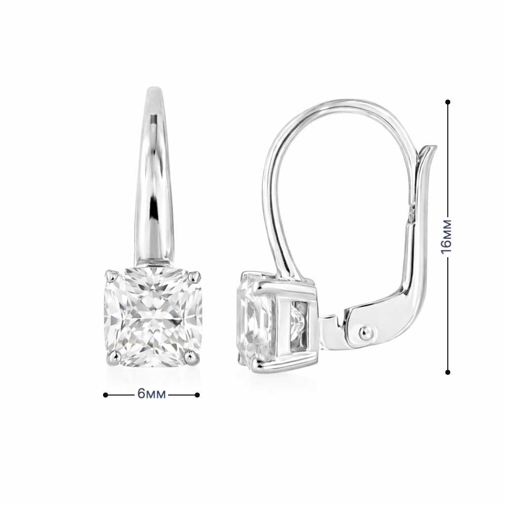 бяло злато висящи обици с висящ камък циркон