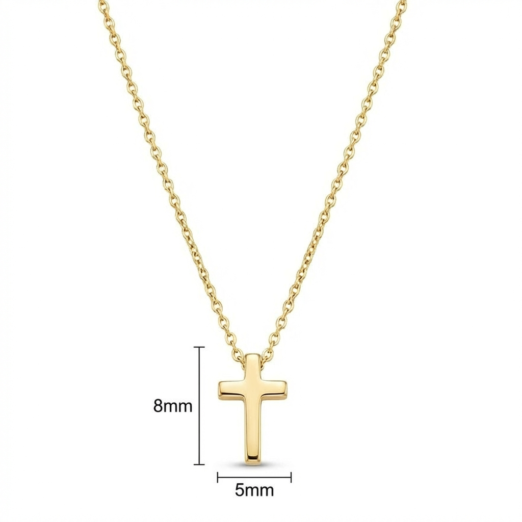 златно синджирче с малко златно кръстче от жълто злато без камъни,подходящ подарък за Кръщене размер