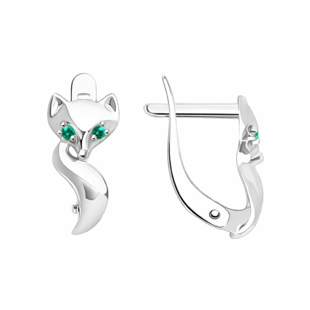 Детски обеци бяло злато Fox