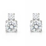 Обеци от бяло злато с циркони Double Sparkle