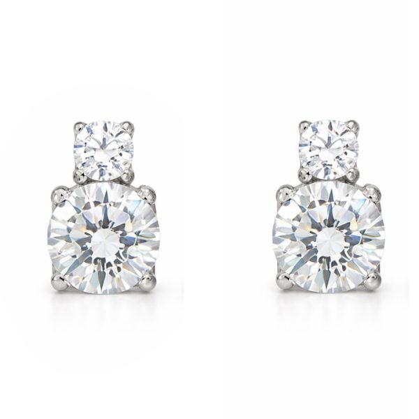 Обеци от бяло злато с циркони Double Sparkle