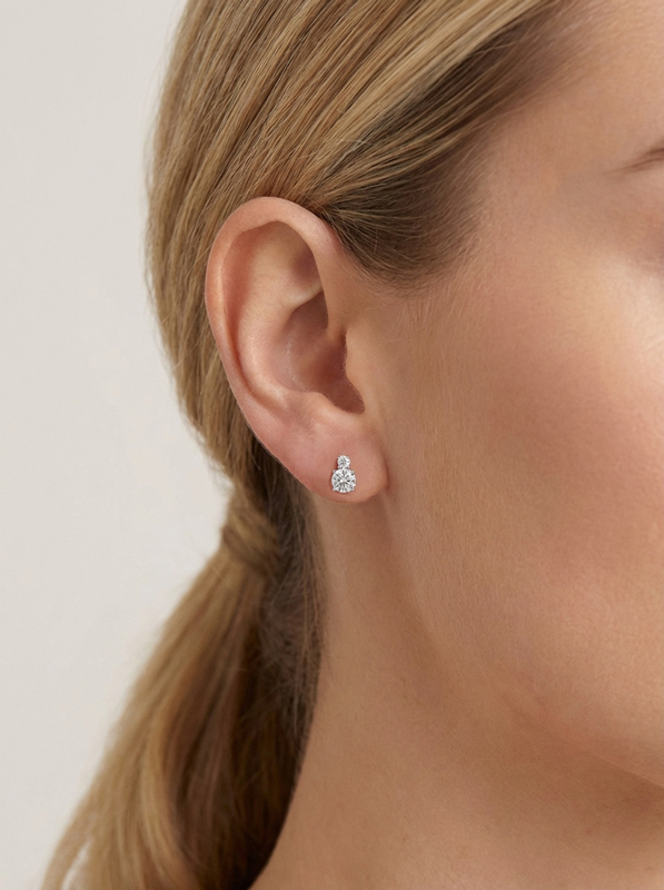 Обеци от бяло злато с циркони Double Sparkle