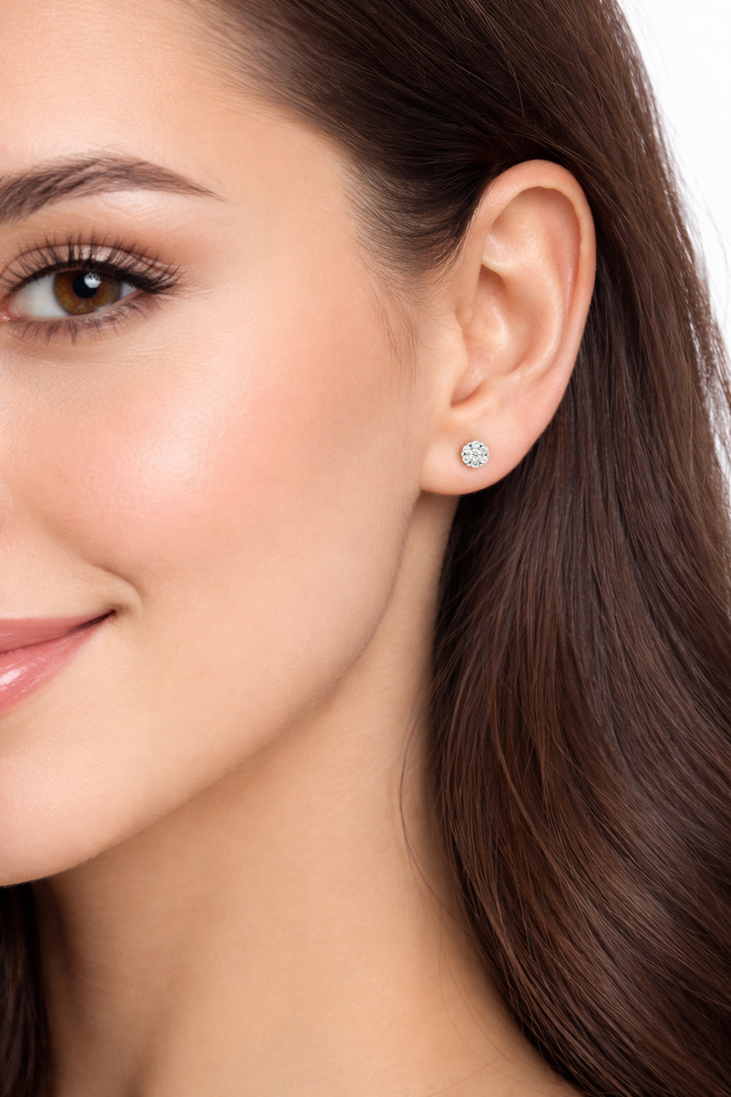 Обеци от бяло злато с циркони Halo Spark