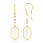 Висящи златни обеци с бял халцедон ÉLUNA Glow