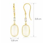 Висящи златни обеци с бял халцедон ÉLUNA Glow