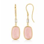 Висящи златни обеци с лунен камък ÉLUNA Peach Glow