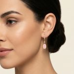 Висящи златни обеци с лунен камък ÉLUNA Peach Glow