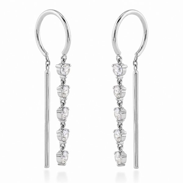 Висящи обеци Lumi Cascade бяло злато с циркони