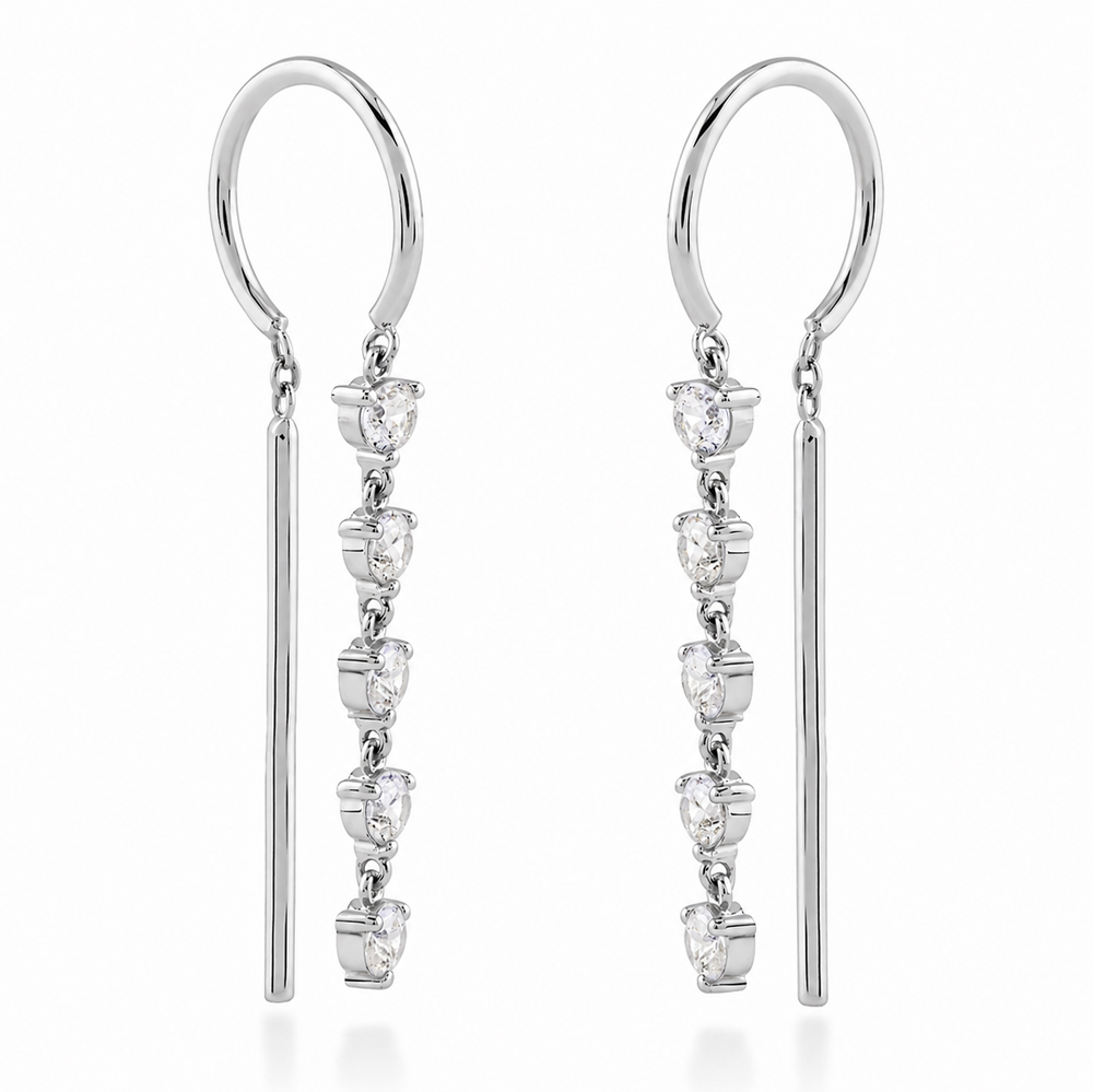 Висящи обеци Lumi Cascade от бяло злато