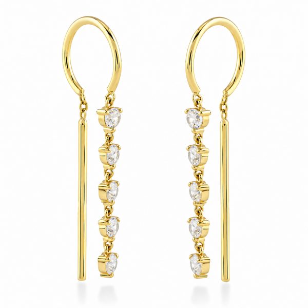 Висящи обеци Lumi Cascade жълто злато