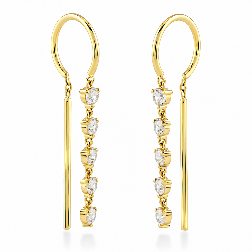 Висящи обеци Lumi Cascade жълто злато