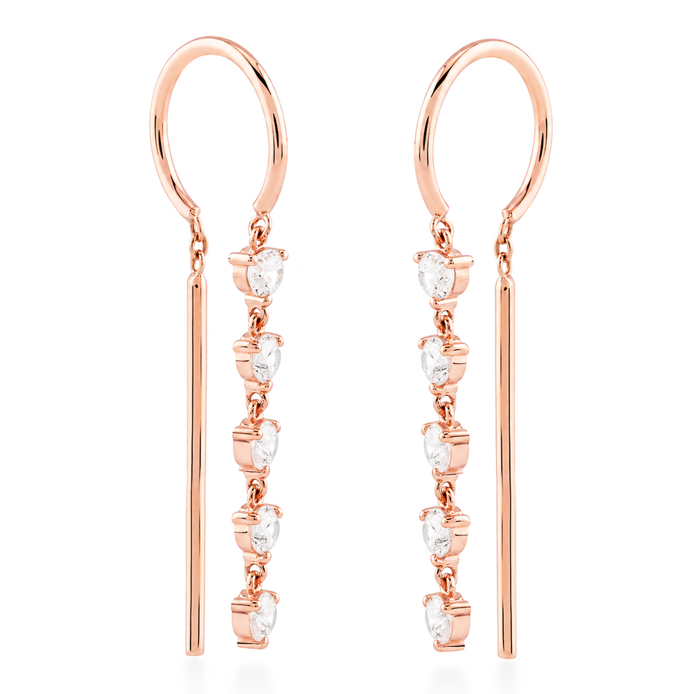 Висящи обеци Lumi Cascade от розово злато