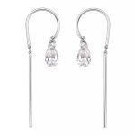 Висящи обеци Lumi Drop от бяло злато с циркон