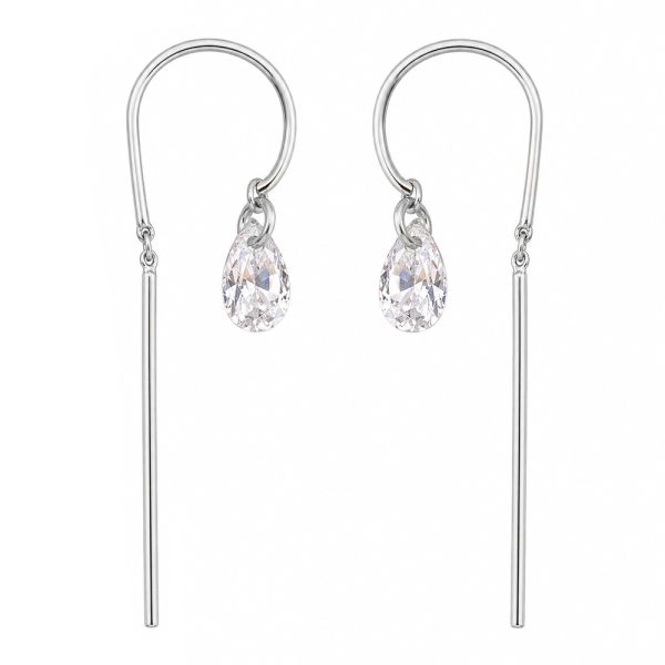 Висящи обеци Lumi Drop от бяло злато