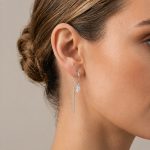 Висящи обеци Lumi Drop от бяло злато с циркон