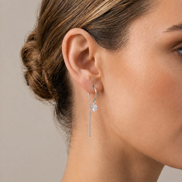 Висящи обеци Lumi Drop от бяло злато