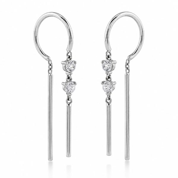 Висящи обеци Lumi Line от бяло злато