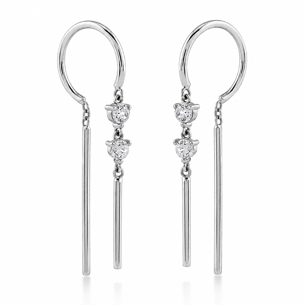 Висящи обеци Lumi Line бяло злато