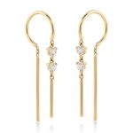 Висящи обеци Lumi Line от жълто злато с циркони