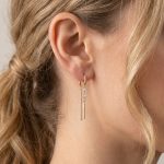 Висящи обеци Lumi Line от жълто злато с циркони