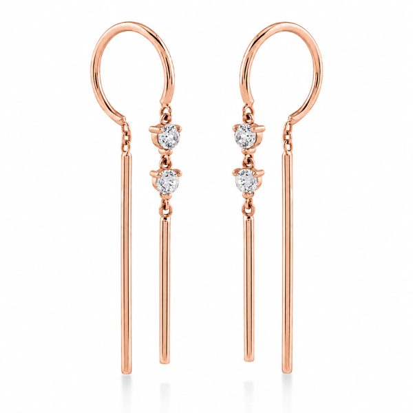 Висящи обеци Lumi Line от розово злато