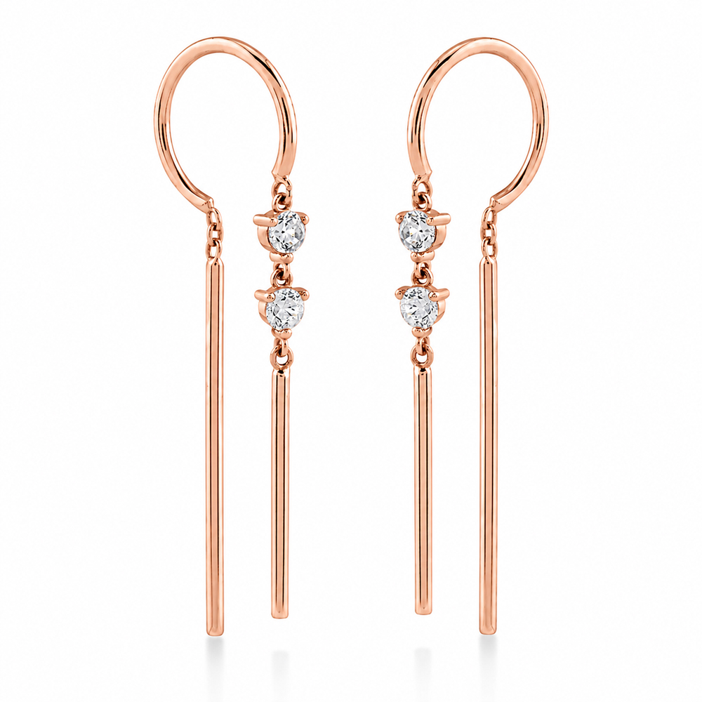Висящи обеци Lumi Line от розово злато