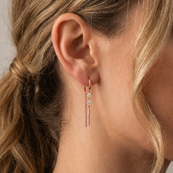 Висящи обеци Lumi Line от розово злато