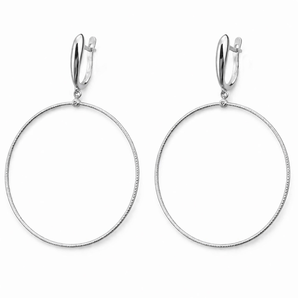 Големи обеци от бяло злато халки Pure Circle