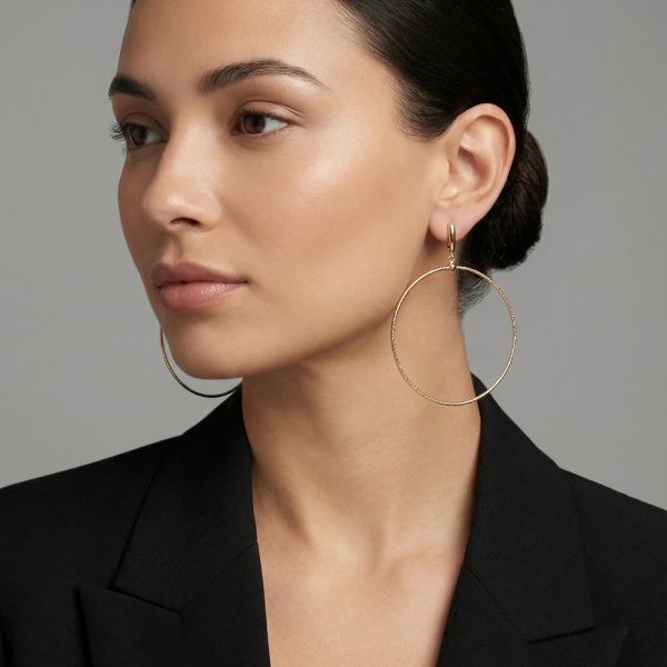 Големи обеци от жълто злато халки Golden Circle – класически кръгъл дизайн