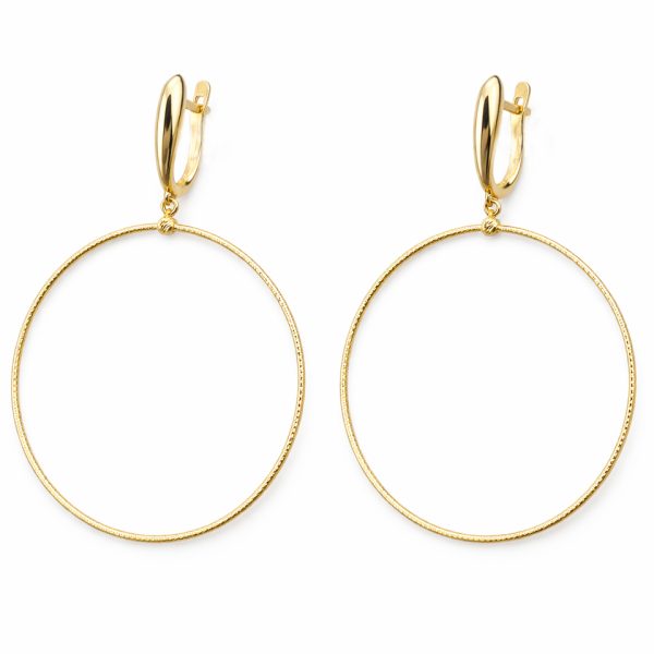 Големи обеци от жълто злато халки Golden Circle – класически кръгъл дизайн