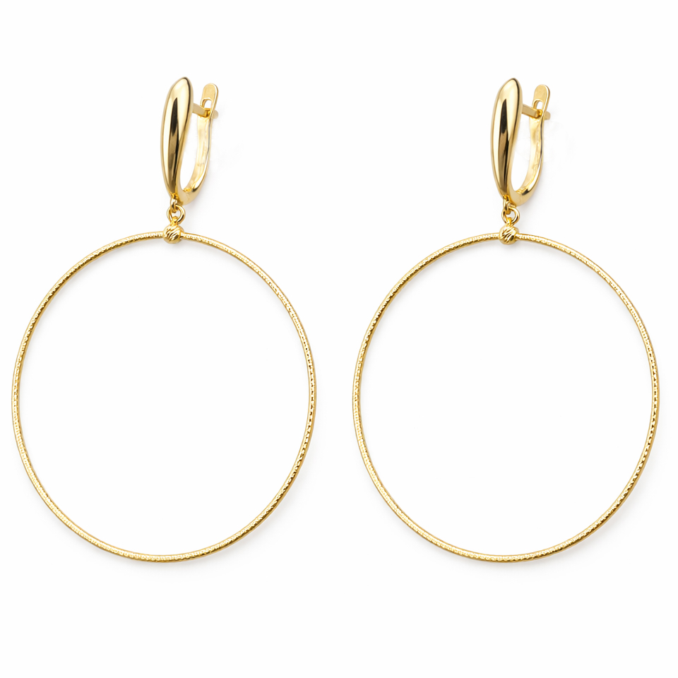 Големи обеци от жълто злато халки Golden Circle