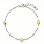 Гривна от бяло злато с жълти сърца