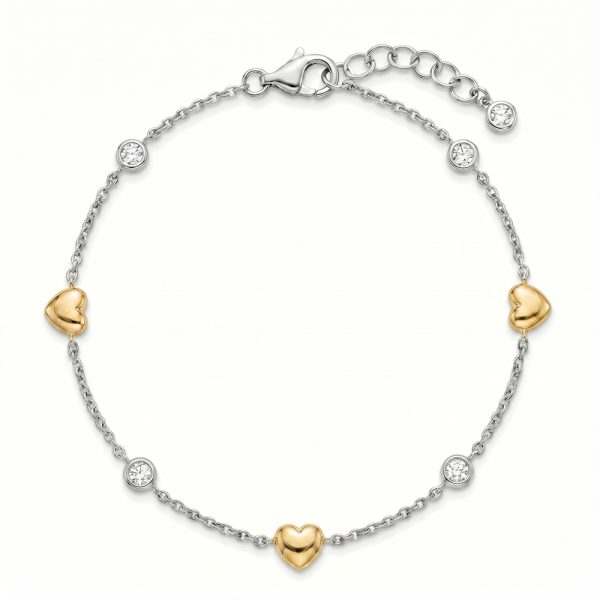 Гривна от бяло злато с жълти сърца