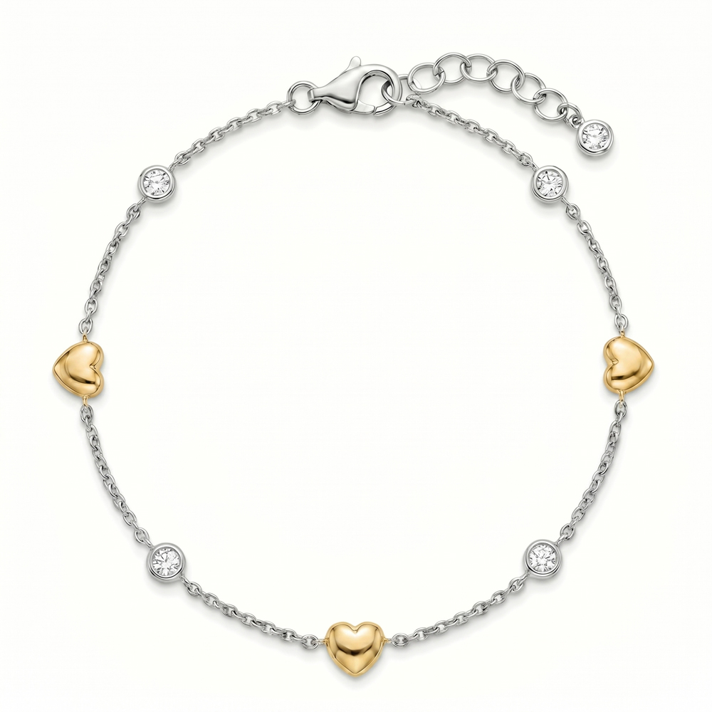 Гривна от бяло злато с жълти сърца