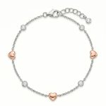 Гривна от бяло злато с розови сърца