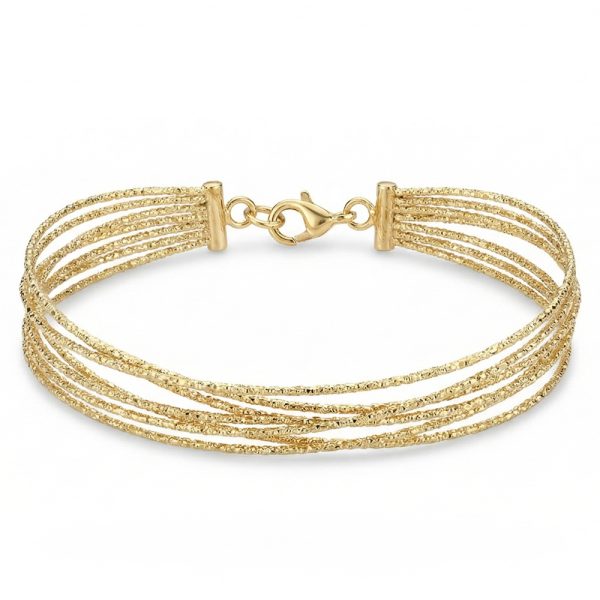 Гривна от жълто злато Golden Layers – многоредова елегантна гривна