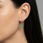 Златни висящи обеци с авантюрин ÉLUNA Verde