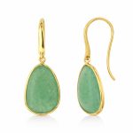 Златни висящи обеци с авантюрин ÉLUNA Verde