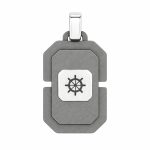 Мъжка висулка Gregory от бяло злато и сив титан