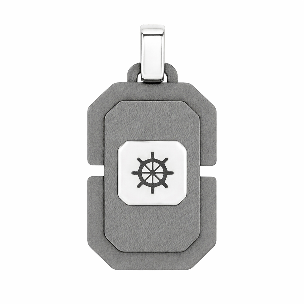 Мъжка висулка Gregory от бяло злато и сив титан