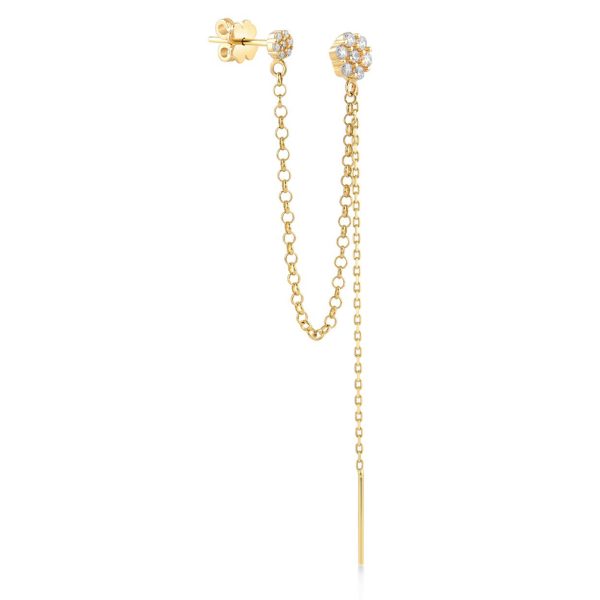 Обеца за две дупки Mono Grace Chain жълто злато