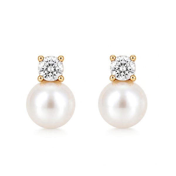 Златни обеци с перла Pearl Classic – елегантен модел с камък