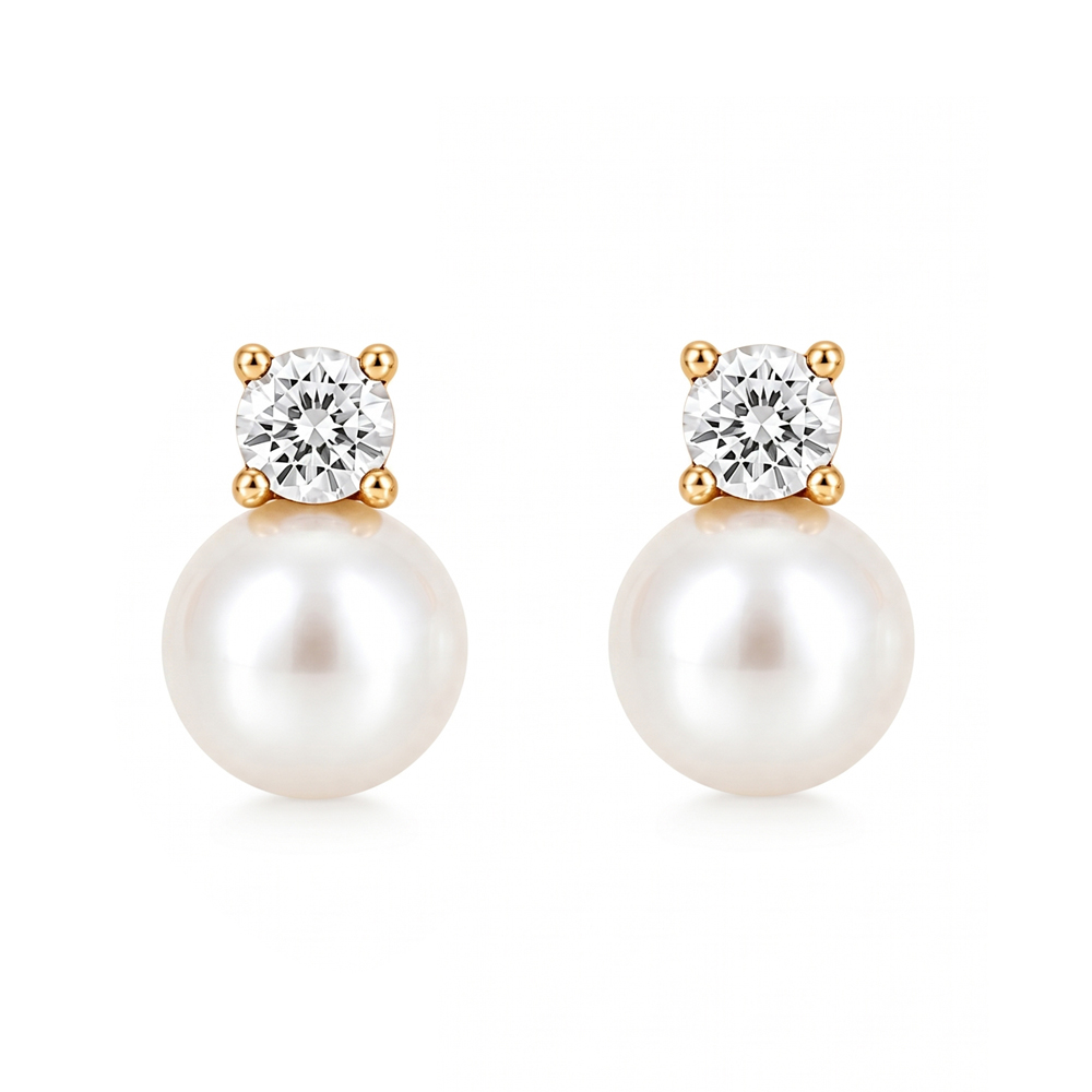 Златни обеци Pearl Classic