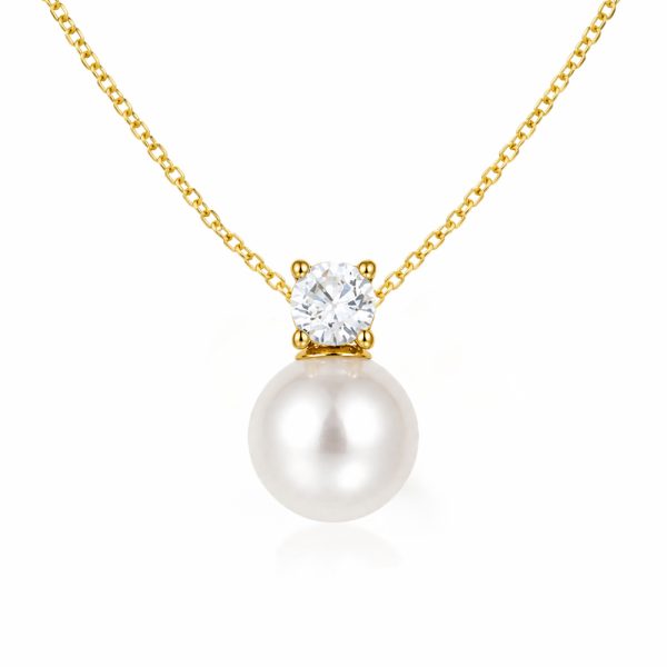 Златно колие с перла Pearl Grace – елегантен модел с камък