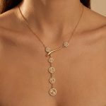 Колие жълто злато с камъни Celestia Drop